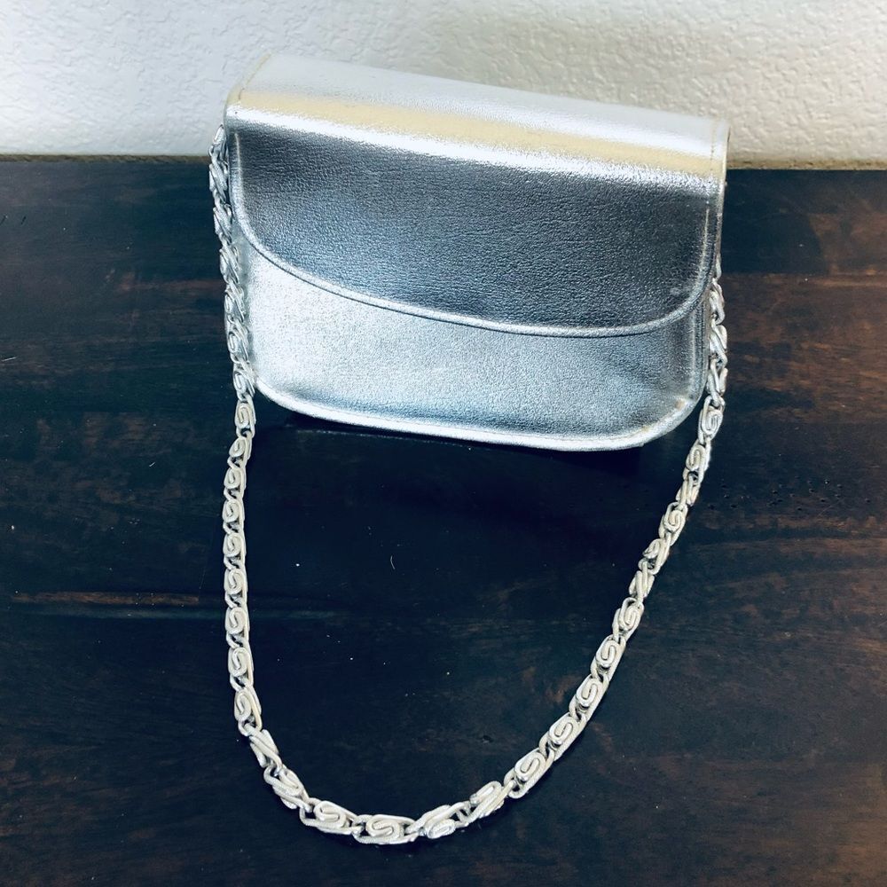 Vintage Silver Metallic Formal Handbag Purse